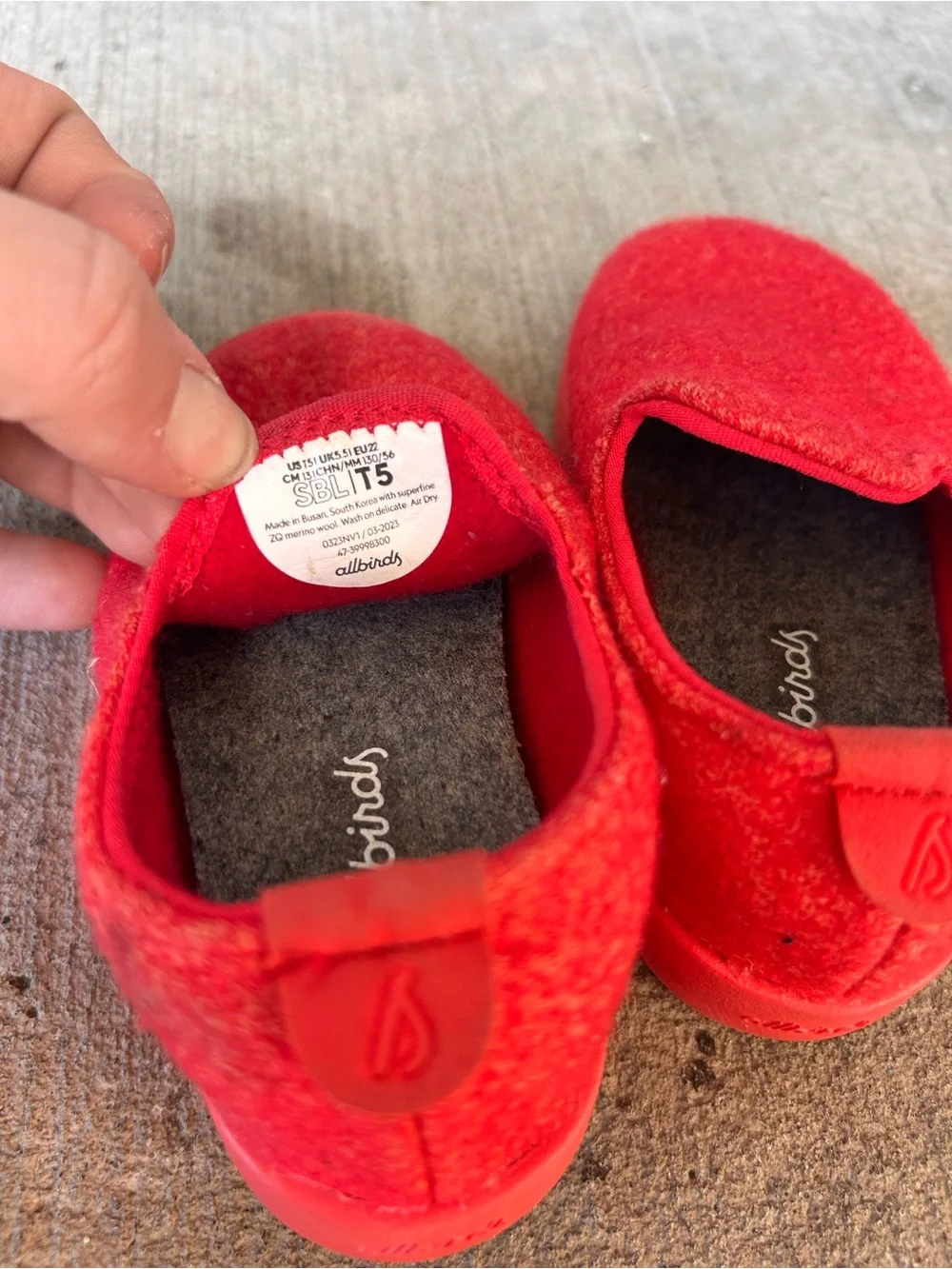 allbirds Kids Red Wool Slip-Ons